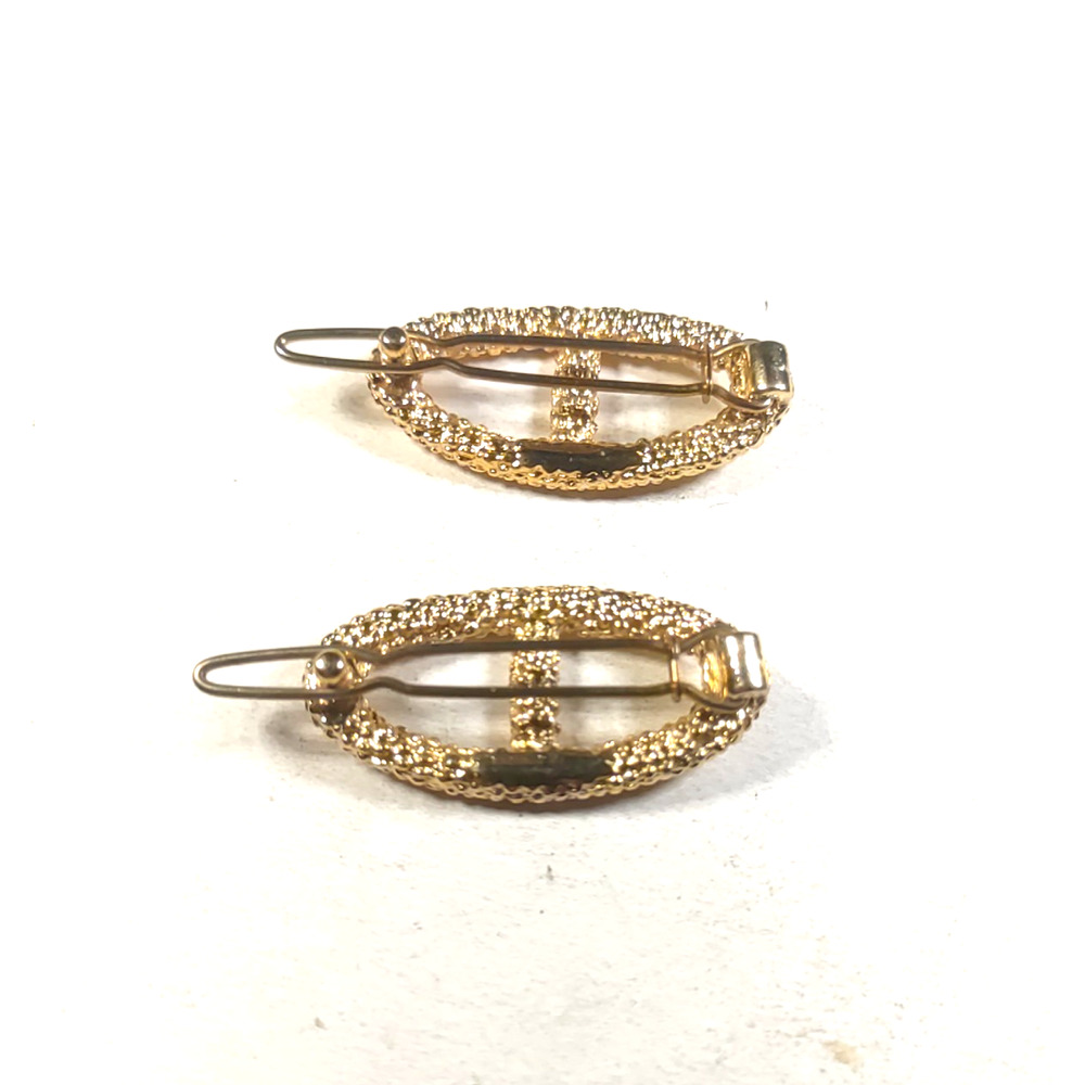 Hair Barrette Clips Gold Tone Matching Pair - Picture 4 of 6